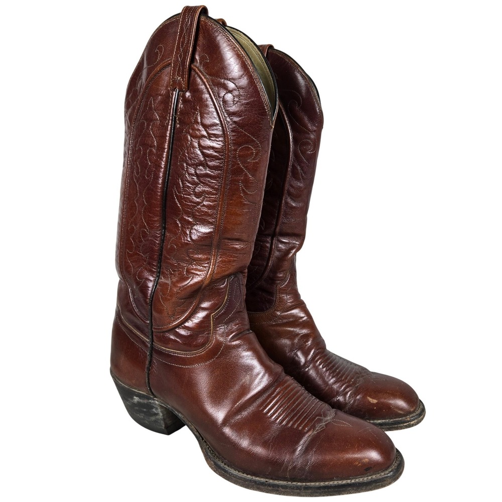El Dorado Handmade Brown Leather Western Cowboy Boots 8.5 D 9104 48140 0835